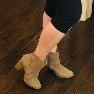 Express taupe suede booties 9.5 true to size